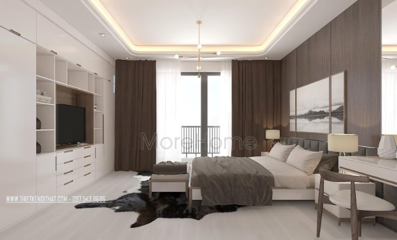 Bố trí nội thất phòng ngủ master gọn gàng, đẹp, sang trọng cho chung cư, chung cư, biệt thự, nhà phố. Thiết kế phòng ngủ biệt thự