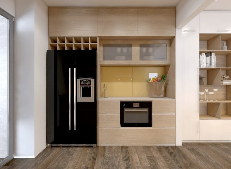 Hệ tủ bếp gỗ tiện nghi với tông màu sáng trẻ trung được nhiều khách hàng yêu thích và sử dụng Tủ bếp gỗ công nghiệp và tủ bếp acrylic