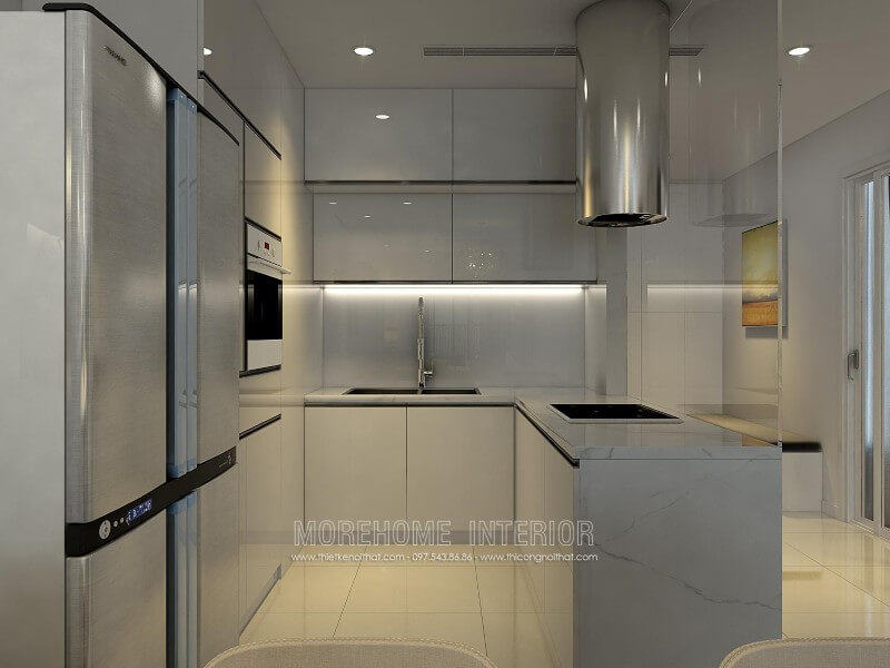 Mẫu tủ bếp chữ L gỗ Acrylic được nhiều khách hàng lựa chọn và đánh giá cao bởi nét sang trọng cũng như độ bền không kém gì so với gỗ tự nhiên, mức giá cũng phù hợp với túi tiền của nhiều hộ gia đình hơn Tủ bếp gỗ công nghiệp và tủ bếp acrylic