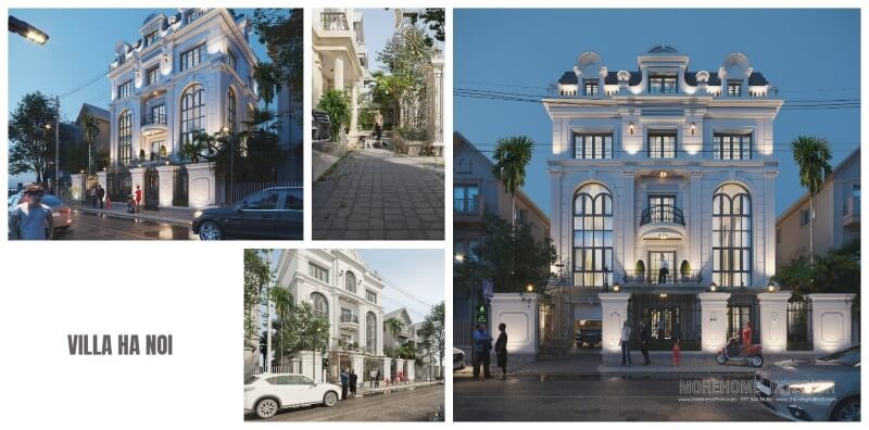 Mẫu thiết kế kiến trúc biệt thự phong cách tân cổ điển sang trọng ở hà nội