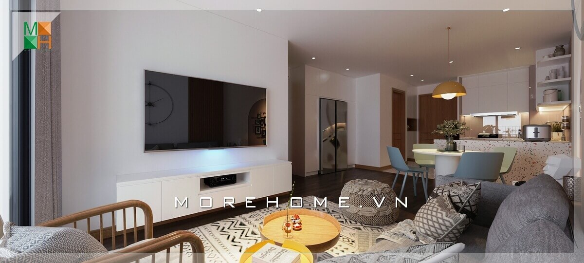 Mẫu thiết kế phòng khách liền bếp thật ấn tượng phù hợp cho chung cư, nhà phố diện tích hạn chế.