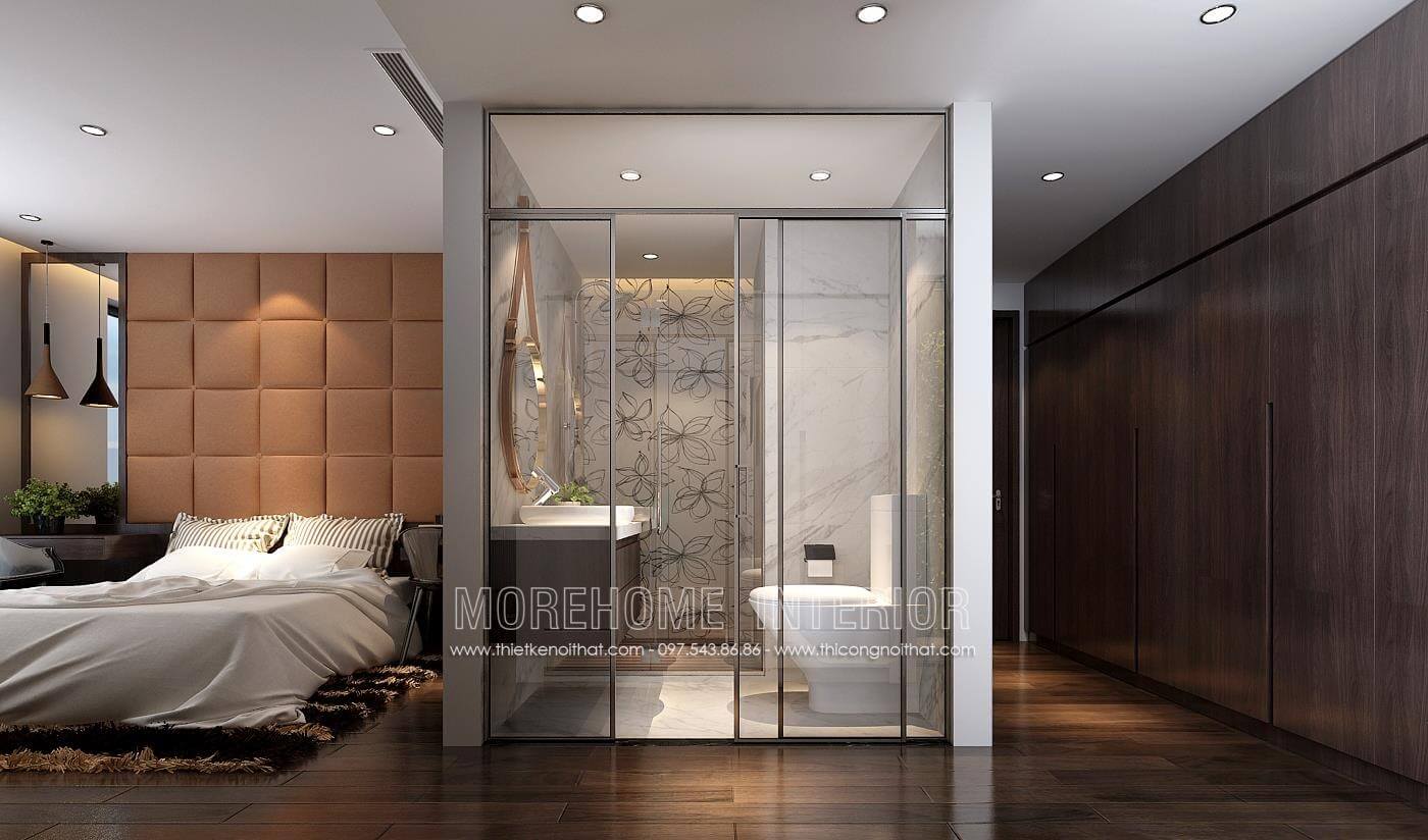 Tủ áo An Cường giả vách, cao kịch trần, tận dụng tối đa không gian sống, vừa là tủ áo, vừa là vách trang trí đẹp