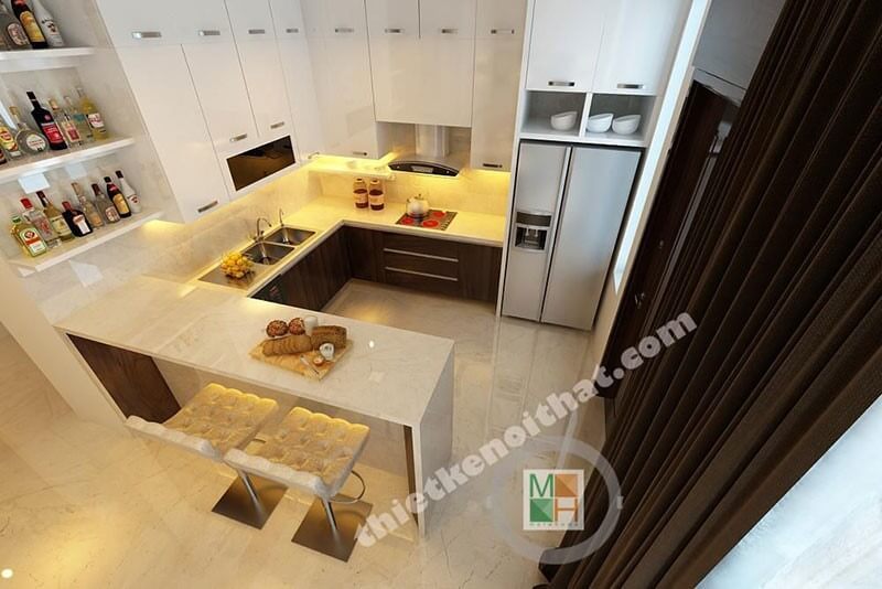 Thiết kế nội thất phòng bếp hiện đại với hệ thống thiết bị bếp tiện nghi cho người nội trợ