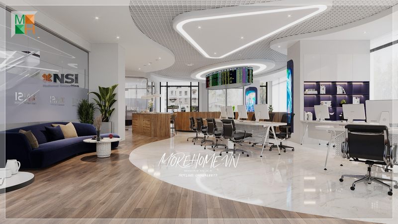 Sofa văng bọc nỉ màu xanh coban hiện đại ngồi chờ đón tiếp khách tới văn phòng