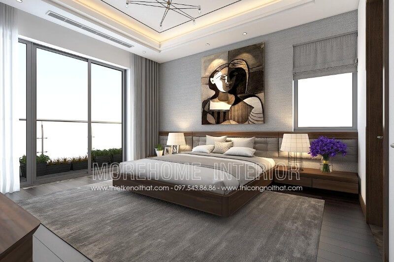 Mẫu giường ngủ dạng gỗ bệt được thiết kế liền kề với tap đầu giường mang lại cho gia chủ sự tiện nghi nhất. Bạn có thể trực tiếp qua showroom của Morehome tại: tầng 3, tòa T6-08, phố Tôn Quang Phiệt, Bắc Từ Liêm, HN để được tư vấn và mua hàng