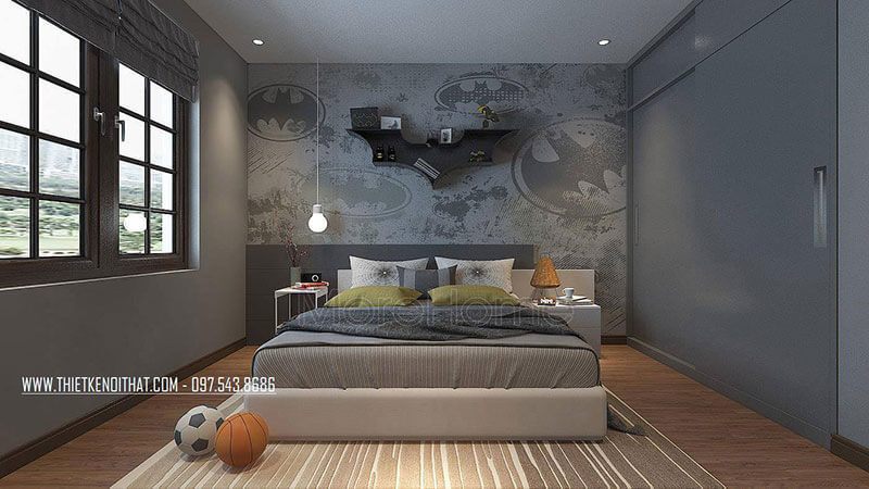 Mẫu giường ngủ gỗ bệt hiện đại bọc vải kèm tạp cho phòng ngủ nhà phốchung cư