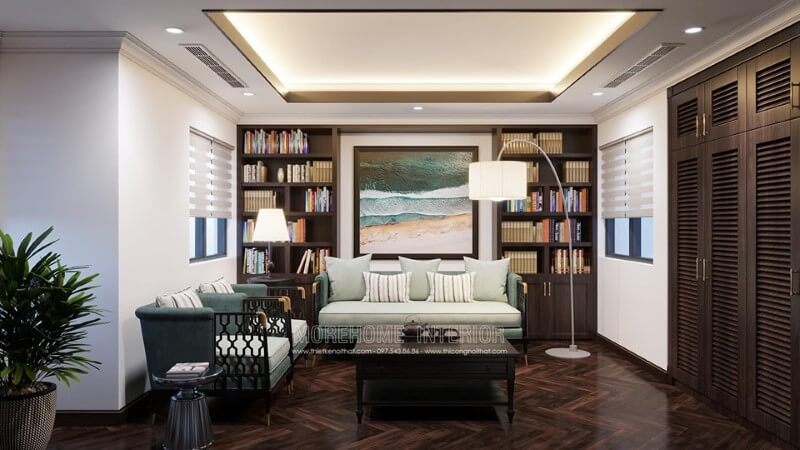 Thiết kế không gian phòng làm việc bằng sàn gỗ hiện đại