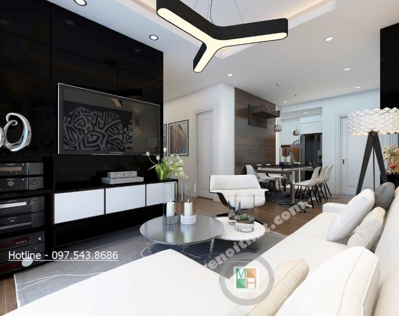 Mẫu kệ ti vi {hiện đại|gỗ công nghiệp|màu trắng được thiết kế treo tường giúp tiết kiệm tối đa được khoảng diện tích cho không gian phòng khách nhỏ.