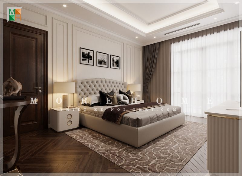 Tab đầu giường mang kiểu dáng thiết kế độc đáo mang tới sư nghi và ấn tượng mỗi khi bước chân vào căn phòng.