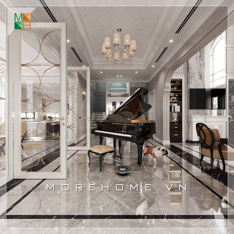 Thiết kế bày trí không gian đặt đàn piano sang trọng mang phong cách châu âu cho biệt thự, nhà phố, chung cư cao cấp.